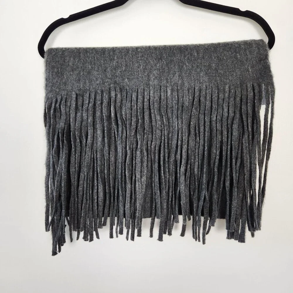Lucky Brand‎ NWT Charcoal Gray Scarf With Fringe, Warm, Soft, Winter, Holiday